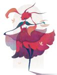  1girl ant_girl antennae arthropod_girl black_skin closed_eyes colored_skin commentary dress flower highres holding holding_weapon hollow_knight hollow_knight:_silksong red_dress red_flower red_rose red_skin rose salamitown skarrsinger_karmelita_(hollow_knight) solo weapon white_background 