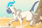 1_horn 2019 absol black_nose blade claws day desert female feral fuf generation_3_pokemon head_tuft horn neck_tuft nintendo open_mouth outside pokemon pokemon_(species) quadruped rock side_view solo tail tail_blade tongue tuft walking weapon_tail white_body