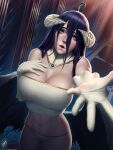  albedo_(overlord) breast_hold cleavage horns no_bra overlord pantsu themaestronoob wings 