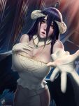  albedo_(overlord) breast_hold cleavage dress horns no_bra nopan overlord themaestronoob wings 