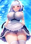  azur_lane dido_(azur_lane) maid minase_kuuru nipples no_bra pantsu pussy pussy_juice see_through skirt_lift thighhighs wet_clothes 