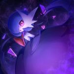  1:1 ambiguous_gender ayaka_488 black_clothing black_dress clothing dress generation_6_pokemon glass_shards hair hair_over_eye hi_res humanoid looking_at_viewer mega_evolution mega_gardevoir nintendo one_eye_obstructed pokemon pokemon_(species) red_eyes shiny_pokemon solo spikes spikes_(anatomy) white_body white_skin 