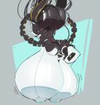 1_eye 2025 absurd_res armless big_breasts big_butt black_body breasts butt digital_drawing_(artwork) digital_media_(artwork) female glados glistening glistening_breasts glistening_butt hanging_from_ceiling hanging_upside_down hi_res huge_breasts huge_butt humanoid hyper hyper_breasts hyper_butt legless machine moimoikha multicolored_body nipples portal_(series) robot solo upside_down valve white_body wire yellow_eyes