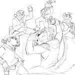 1:1 anthro antlers body_hair canid canine canis chad_harman cigarette clothing deer dobermann domestic_dog eyewear facial_hair fangs food fred_kent fur german_shepherd gesture glasses goggles group hand_gesture hat headgear headwear herding_dog hi_res home_zomewhere_else hoodie horn hybrid lagomorph leo_(hze) leporid male mammal markings mastiff molosser monochrome muscular muscular_anthro muscular_male nordic_sled_dog pastoral_dog paulo_(hze) pinscher rabbit rottweiler samoyed school_uniform sitting sketch sleeveless_hoodie smile spanish_description spitz teeth text topwear toto_(hze) uniform v_sign white_body white_fur zordykeaboo