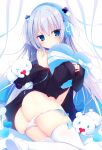  ass headphones muku_(apupop) no_bra open_shirt pantsu panty_pull tagme thighhighs 