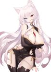  animal_ears breast_hold chinadress heterochromia nekomimi no_bra pantsu panty_pull tagme thighhighs undressing 