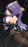  ass bondage cameltoe genshin_impact keqing_(genshin_impact) leotard m.vv no_bra pantyhose tagme 