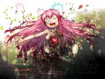  1girl damaged gears heart long_hair mechanical_parts megurine_luka music petals pink_hair singing vocaloid wander_last_(vocaloid) 