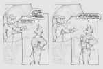 angry anthro assertive_female bargaining canid canine canis clothed clothing cold comic dobermann domestic_dog duo english_text fast_food female flashing flashing_breasts food fully_clothed hi_res holding_food holding_object hot_dog jacket jessica_(syn-6) male male/female mammal monochrome murid murine nipple_piercing nipples no_bra no_underwear piercing pinscher rat rodent simple_background sketch syn-6 tail tail_motion tailwag talking_to_another text topwear two_panel_image