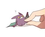  1other ? bat commentary crobat gen_2_pokemon looking_down orange_eyes pinching pokemon simple_background ssalbulre teeth toes white_background 