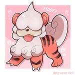  :p dog fluffy hairy highres hisuian_form hisuian_growlithe pink_background pokemon tongue tongue_out touyarokii 