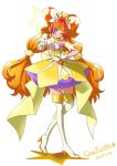  1girl bare_shoulders closed_mouth cure_twinkle earrings gloves go!_princess_precure haruyama_kazunori highres jewelry long_hair looking_at_viewer magical_girl multicolored_hair orange_hair precure purple_eyes simple_background smile solo star_(symbol) star_earrings thighhighs twintails two-tone_hair very_long_hair white_background white_gloves 