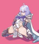  1girl aqua_cape aqua_pupils armor blue_eyes blue_hair bodysuit breasts cape ccarrot censored clothing_aside clothing_cutout collared_leotard commentary_request covered_navel covered_nipples crotch_rub detached_sleeves dreizehn_(shadowverse) female_masturbation fingering gloves hair_between_eyes heart heart-shaped_pupils highres hood hooded_cape large_breasts leotard leotard_aside masturbation medium_hair open_mouth pussy shadowverse shadowverse:_worlds_beyond short_hair shoulder_armor side_cutout simple_background solo spread_legs symbol-shaped_pupils thighs two-sided_cape two-sided_fabric white_bodysuit white_gloves white_unitard 