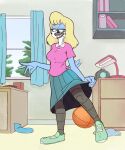 2025 5_fingers anthro avian ball basketball_(ball) beak big_breasts biped bird black_beak blonde_hair blue_body blue_bottomwear blue_clothing blue_curtains blue_feathers blue_footwear blue_jay blue_skirt blue_socks book bottomwear breasts cartoon_network clothed clothed_anthro clothed_female clothing clothing_lift collared_shirt corvid curtains day discarded_clothing dresser drockdraw eyelashes feathers female female_anthro fingers footwear front_view full-length_portrait fully_clothed fully_clothed_anthro fully_clothed_female furniture furniture_lamp green_clothing green_eyes green_footwear green_shoes grey_beak grey_scutes grin hair half-closed_eyes hilary_(regular_show) humanoid_hands inside jay_(bird) long_hair looking_down multicolored_beak multicolored_body multicolored_clothing multicolored_feathers multicolored_footwear multicolored_shoes narrowed_eyes new_world_jay non-mammal_breasts oscine passerine pink_clothing pink_shirt pink_topwear plant plantigrade polo_shirt portrait pupils regular_show scuted_legs scutes shelf shirt shoes skirt skirt_lift smile sneakers socks solo standing tail tail_feathers topwear tree two_tone_beak two_tone_body two_tone_clothing two_tone_feathers two_tone_footwear two_tone_shoes white_body white_clothing white_feathers white_footwear white_shoes window