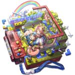  1girl ahoge arknights arm_belt asymmetrical_legwear beanie belt bird blue_overalls braid bread brown_arm_warmers brown_belt brown_hair controller crocs diagonal-striped_clothes diagonal-striped_necktie english_text erkai facepaint fangs fence flying food full_body game_console game_controller gradient_eyes green_eyes green_socks hair_intakes halftone handheld_game_console hat headband headphones headphones_around_neck heart highres holding holding_controller holding_game_controller holding_handheld_game_console holding_knife holding_sword holding_weapon huge_ahoge javier_(arknights) juana_(arknights) knife loaf_of_bread long_hair looking_at_viewer looking_up multicolored_eyes necktie nene_(arknights) nintendo_switch official_alternate_costume official_art open_mouth overalls pants pink_eyes pink_hair pirate pirate_hat pointy_ears potion rainbow red_necktie river rose_salt_(arknights) rose_salt_(the_starting_point)_(arknights) safety_pin_hair_ornament ship's_wheel shirt shoes short_sleeves single_braid sitting smile snake_girl snake_tail socks solo striped_clothes striped_socks sword tail teach_(arknights) third-party_source torn_clothes torn_pants transparent_background treasure_chest triangle_mouth uneven_legwear vertical-striped_clothes vertical-striped_socks video_game water waterfall weapon white_hair white_shirt white_shoes wooden_fence yellow_belt yellow_eyes 