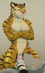 abs absurd_res andromorph andromorph/male andromorph_on_top anthro big_clitoris birbdrain bodily_fluids brown_eyes canid canine claws clitoris cowgirl_position crossed_arms cum cum_drip cum_from_vagina cum_in_vagina cum_inside cum_on_penis digital_drawing_(artwork) digital_media_(artwork) disappointed dominant dominant_andromorph dominant_intersex dripping duo eye_contact felid from_front_position fur genital_fluids genitals green_eyes hi_res inner_ear_fluff intersex intersex/male intersex_on_top kneeling looking_at_another lying male mammal muscular muscular_andromorph muscular_intersex navel nipples nude nude_andromorph nude_anthro nude_male on_back on_bottom on_top orange_body pantherine pecs penetration penile penile_penetration penis penis_in_vagina sex striped_body striped_fur stripes tail tan_chest tiger trans_(lore) trans_man_(lore) tuft vaginal vaginal_penetration