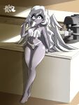 angel angel_humanoid appliance breasts bronybran camel_toe clothing coffee_maker container cup digital_media_(artwork) emily_(hazbin_hotel) feathered_wings feathers female freckles grey_body hair hazbin_hotel hellaverse hi_res holding_container holding_cup holding_mug holding_object humanoid kitchen_appliance looking_at_viewer mammal mug navel nipple_outline not_furry panties seraph_(angel) sitting solo topwear underwear winged_humanoid wings