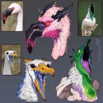 2025 absurd_res ambiguous_gender avian beak bird clip_studio_paint_(artwork) digital_media_(artwork) dragon feral flamingo hi_res horizontal_pupils horn mythological_creature mythological_scalie mythology open_mouth pupils rappenem reference_image scalie sharp_teeth slit_pupils teeth