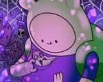 3_fingers adventure_time ambiguous_gender arachnid arthropod avian backpack beak bird bone cartoon_network clothing crystal detailed_background digital_media_(artwork) discount-supervillain dot_eyes duo feathers feral fingers finn_the_human gem gem_eyes human huntress_wizard in_pocket male mammal mechanical_arm melee_weapon pockets shirt simple_eyes skull smile spider spider_web sword t-shirt tail tail_feathers toony topwear weapon wings