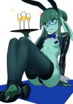 absurd_res alcohol annoyed anthro bangs beverage blue_body blue_fur blue_hair bodily_fluids bow_tie breasts camel_toe champagne champagne_glass clothing container costume cup drinking_glass eeveelution eyewear fake_ears fake_rabbit_ears feet female footwear frown fur generation_4_pokemon glaceon glass glass_container glass_cup glasses hair hair_bun hi_res high_heels humanoid_feet legwear long_ears looking_at_viewer mole_under_eye nintendo panties pasties plantigrade pokemon pokemon_(species) reverse_bunny_costume serving_tray shirt_collar shirt_cuffs shoes simple_background slim_anthro slim_female small_breasts solo stirrup_legwear stirrup_stockings stockings sweat thigh_highs underwear viridian_(yagihorns) wearing_glasses yagihorns