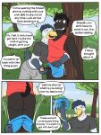 3:4 anthro arm_around_waist assisted_exposure athletic_wear avian balls_through_leghole beak bedroom_eyes bird black_body border bottomless bottomless_anthro bottomless_male bottomwear clothed clothed_anthro clothed_male clothing comic diamond_(marking) dirty_talk duo english_text equid equine erection erection_under_clothing erection_under_pants fully_clothed fully_clothed_anthro fully_clothed_male fuze genitals hi_res holding_another's_penis holding_penis horse james_oliver looking_away male male/male male_anthro mammal markings midriff motion_lines narrowed_eyes nervous nervous_smile outside pants partially_clothed_anthro partially_clothed_male penis penis_poking_out penis_through_leghole plant public public_exposure removing_pants sam_jackson seductive shirt shorts smile smirk speech_bubble sweatpants tail tank_top teeth tenting texnatsu text toothed_beak topwear tree undressing_partner white_border