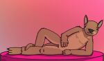 anthro bedroom_eyes blush brown_body brown_fur cunia digital_drawing_(artwork) digital_media_(artwork) female front_view fur genitals gradient_background green_blush green_vulva half-closed_eyes hand_on_belly jackste line_art looking_at_viewer lying mammal marsupial narrowed_eyes nude nude_anthro nude_female on_side paws pinup pose reclining seductive shaded simple_background simple_coloring simple_shading solo tail tail_on_leg the_nature_of_predators vulva whisker_spots whiskers white_sclera yellow_eyes yotul_(the_nature_of_predators)