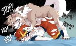 5:3 anthro bestiality cinderace doggystyle duo female feral from_behind_position generation_7_pokemon generation_8_pokemon hand_on_head hi_res lycanroc male male/female midday_lycanroc nintendo pokemon pokemon_(species) ri_denueth sex