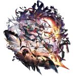  1girl absurdres animal animal_ears antenna_hair arknights asymmetrical_legwear belt black_belt black_cat black_coat black_ears black_gloves black_hair black_shoes black_shorts black_socks black_tail black_thighhighs blaze_(arknights) blaze_the_igniting_spark_(arknights) blue_eyes cat cat_ears cat_girl cat_tail coat drop_shadow elbow_glove elbow_gloves fire floating_clothes floating_hair full_body gloves half-coat highres infection_monitor_(arknights) kneehighs long_hair looking_at_viewer mag_(mag42) official_alternate_costume official_art originium_arts_(arknights) parted_lips pyrokinesis red_coat shoes shorts simple_background single_elbow_glove single_glove single_kneehigh single_sleeve single_sock single_thighhigh smile socks solo standing tail thigh_strap thighhighs third-party_source transparent_background two-sided_coat two-sided_fabric uneven_legwear very_long_hair 