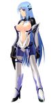  armor blue_hair kos-mos kos-mos_ver._3 long_hair navel red_eyes solo top-down_bottom-up topless umminchu xenosaga xenosaga_episode_iii 