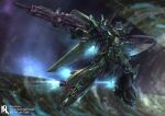  absurdres artist_logo artist_name assault_visor beam_rifle blue_visor blurry blurry_background colony_interior commentary commission crossbone_vanguard dahgi_iris energy_gun english_commentary exhaust full_body gun gundam gundam_f91 highres holding holding_gun holding_shield holding_weapon logo mecha mecha_focus mobile_suit no_humans outstretched_arm porukima robot science_fiction shield solo thrusters weapon 