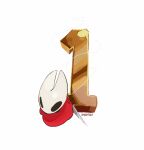  1girl artist_name ben-day_dots black_eyes cloak commentary countdown english_commentary highres hightguy hollow_knight hollow_knight:_silksong hornet_(hollow_knight) horns needle_(hollow_knight) number_focus red_cloak screentones solo thread white_background 