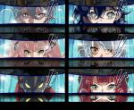  ! !! 2boys 4girls anby_demara artist_name belle_(zenless_zone_zero) bilingual_commentary billy_kid blue_eyes blue_hair bright_pupils commentary crossed_bangs double-parted_bangs english_commentary game_screenshot_background green_eyes grey_hair hair_between_eyes highres kurimako looking_at_viewer mixed-language_commentary multiple_boys multiple_girls nicole_demara orange_eyes parted_bangs persona persona_3 persona_3_reload persona_eyes pink_hair red_hair reflection screenshot_background short_hair ukinami_yuzuha white_pupils wise_(zenless_zone_zero) yellow_eyes zenless_zone_zero 