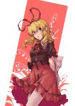  1girl blonde_hair blue_eyes bow doll doll_joints flower frilled_shirt frilled_shirt_collar frilled_sleeves frills joints lily_of_the_valley medicine_melancholy medium_hair puffy_short_sleeves puffy_sleeves red_bow red_neckwear red_ribbon red_skirt ribbon shirt short_sleeves skirt stank touhou wavy_hair 