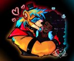 anthro armband bear black_hair black_lips black_nose blue_highlights blush bracelet clothing collar colored dark_body dark_skin devilchicky210 duo ear_piercing ear_ring eyes_closed face_lick female female_on_anthro fingerless_gloves five_nights_at_freddy's five_nights_at_freddy's:_security_breach fur glamrock_freddy gloves hair handwear hat headgear headwear heart_symbol hi_res highlights_(coloring) hug human human_on_anthro interspecies jewelry licking lips male male/female male_on_human mammal piercing ring_piercing scottgames smile spiked_bracelet spiked_collar spikes steel_wool_studios tan_body tan_fur teeth tongue tongue_out top_hat