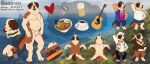 absurd_res alcohol anthro beer bernese_mountain_dog beverage blep boxers_(clothing) brown_body brown_fur bubble_tea canid canine canis chaps chibi clothed clothed_anthro clothed_male clothing coffee_cup collar container cowboy_hat cup domestic_dog food footprint fully_clothed fully_clothed_anthro fully_clothed_male fur guitar hand_behind_head hat headgear headwear heart_symbol hi_res kerchief labradorszn looking_at_viewer male male_anthro mammal model_sheet molosser mountain_dog musical_instrument nipples noodles nude nude_anthro nude_male orange_eyes overweight overweight_anthro overweight_male pawprint plucked_string_instrument ramen shirt smile solo standing string_instrument swiss_mountain_dog tail tan_body tan_fur tank_top teeth tongue tongue_out topwear underwear wearing_collar