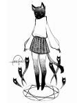 ambiguous_gender anthro bottomwear clothed clothing colorpoint demon domestic_cat feefal felid feline feline_witch_(feefal) felis female fur ghost group hi_res mammal siamese simple_background skirt spirit summoning_circle sweater tail topwear traditional_media_(artwork)