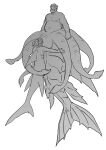 aquatic basheer_(starfleetrambo) beard cephalopod cephalopod_merfolk duo facial_hair fin hi_res hug humanoid_merfolk lucius_(starfleetrambo) male male/male merfolk mollusk monochrome mustache overweight overweight_male shark_merfolk siren_and_scientist sketch split_form starfleetrambo tail tail_fin taur tentacles