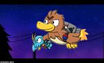 2d_animation ambiguous_gender animated antennae_(anatomy) armband artist_name beak black_bars blinking blue_body brown_body brown_feathers clauncher claws digital_media_(artwork) duo farfetch'd feathered_wings feathers feral flying generation_1_pokemon generation_6_pokemon hi_res holding_another jet_pack male_(lore) night nintendo outline outside pixel_(artwork) pixel_animation plant pokemon pokemon_(species) size_difference sky smile star starry_sky tan_body tan_feathers text tree white_outline wings yellow_beak zandermanith