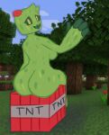 absurd_res big_breasts big_butt breasts butt creeper_(minecraft) creeper_humanoid eyelashes female flower_on_head green_body green_sclera hi_res humanoid looking_at_viewer looking_back looking_back_at_viewer lycafruit microsoft minecraft mojang open_mouth open_smile sitting smile solo thick_thighs wide_hips xbox_game_studios yellow_eyes