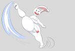 alpog21_(artist) anthro balls big_balls big_penis feet floppy_ears genitals glans grey_background happy hi_res kick lagomorph leporid male mammal max) max_(sam max_(sam_and_max) nude nude_anthro open_mouth penis rabbit sam_and_max sharp_teeth simple_background small_nose solo teeth thick_thighs white_arms white_body white_ears white_feet white_legs