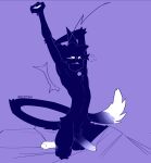 anthro balls bedding bell blanket bubble domestic_cat erection eyes_closed felid feline felis femboy fluffy foreskin fur genitals glowing glowing_body glowing_fur glowing_genitalia glowing_penis hi_res male mammal morning_wood nerunaur noir_(noirzvault) nude paws penis purple_body purple_fur skinny slim small_waist solo stretching stretching_arms tail unretracted_foreskin waking_up white_body white_fur