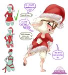 absurd_res blush blush_lines blushing_profusely butt christmas christmas_clothing christmas_headwear clothing dawn_bellwether digit_ring disney distressed eyewear fingers fur glasses hat headgear headwear hi_res holidays hooved_fingers hooved_toes hooves jewelry ring santa_hat short_tail tail tail_tuft text tight_clothing tuft undersized_clothing wastedtimeee wearing_glasses wedding_ring wool_(fur) zootopia