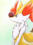 2021 ambiguous_anthro ambiguous_gender anthro arm_tuft biped blush bodily_fluids braixen canid cheek_tuft chest_tuft colored digital_drawing_(artwork) digital_media_(artwork) drooling eiroru facial_tuft flat_chested fur generation_6_pokemon gradient_background half-length_portrait hi_res inner_ear_fluff mammal mouth_closed multicolored_body multicolored_fur nintendo nude_ambiguous nude_anthro object_in_tail orange_body orange_eyes orange_fur orange_inner_ear_fluff orange_nose pointy_ears poke_puff pokemon pokemon_(species) portrait prick_ears saliva shaded shoulder_tuft side_view simple_background solo standing stick stick_in_tail tail textured tuft wavy_mouth white_body white_fur yellow_body yellow_fur yellow_tail