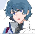  1boy blue_eyes blue_hair gundam kamille_bidan open_mouth short_hair solo zeta_gundam 
