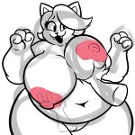 2026 4_fingers anthro areola belly big_areola big_belly big_breasts big_nipples breasts catty_cattenheimer digital_drawing_(artwork) digital_media_(artwork) disembodied_hand domestic_cat duo english_description eyelashes fangs felid feline felis female female_anthro fingers genitals guide_lines hair hi_res huge_breasts huge_nipples mammal navel nipple_dip nipples nude nude_anthro nude_female open_mouth open_smile overweight overweight_anthro overweight_female partially_colored pink_areola pink_nipples simple_background smile squeezysquisher teeth thick_thighs undertale_(series) unfinished vulva white_background