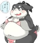 2017 4_fingers anthro asian_clothing balls belly biped blush bodily_fluids bra bra_pull buckteeth bulge butt chest_tuft clothed clothed_anthro clothed_male clothing clothing_pull crossdressing crossdressing_male detailed_bulge dialogue digital_media_(artwork) east_asian_clothing femboy fingers floppy_ears flying_sweatdrops fur genital_outline genitals gingitsune hama_(gingitsune) headgear headwear ineffective_clothing japanese_clothing japanese_text kanmuri_(headwear) lagomorph leporid lingerie lop_ears male male_anthro mammal moobs navel obese obese_anthro obese_male open_mouth overweight overweight_anthro overweight_male panties penis_outline pink_bra pink_clothing pink_panties pink_underwear rabbit reki_(artist) scut_tail short_tail simple_background skimpy solo speech_bubble sweat sweatdrop tail teeth text translation_request tuft underwear underwear_pull whiskers white_background