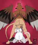 2025 absurd_res american_opossum anthro anthro_on_anthro areola avian big_areola big_breasts big_nipples blush bodily_fluids breasts brown_body brown_feathers crouching cum cum_inflation cum_inside cum_on_breasts duo feathered_wings feathers female fur genital_fluids grey_body grey_fur gryphon hair hi_res huge_areola huge_breasts huge_nipples inflation jo_burnham larger_male male male/female mammal marsupial multicolored_body multicolored_fur mythological_avian mythological_creature mythology nipples nude oral oral_penetration penetration red_hair sevsartcave simple_background size_difference smaller_female smile text vaden_reginald vaginal_fluids white_body white_fur wings