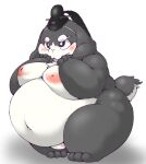 2019 3_toes 4_fingers anthro asian_clothing balls belly belly_overhang biped blush clothing digital_media_(artwork) east_asian_clothing feet fingers floppy_ears fur genitals gingitsune hama_(gingitsune) headgear headgear_only headwear headwear_only inverted_nipples japanese_clothing kanmuri_(headwear) lagomorph leporid long_ears lop_ears male male_anthro mammal moobs mostly_nude mostly_nude_anthro mostly_nude_male navel nipples obese obese_anthro obese_male overweight overweight_anthro overweight_male rabbit reki_(artist) scut_tail short_tail simple_background solo standing tail three-quarter_view toes white_background