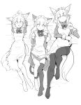 animal_ears animal_humanoid apron apron_lift bed black_clothing black_legwear black_pantyhose bow_tie bracelet breasts canid canid_humanoid canine canine_humanoid cat_humanoid cat_smile clothed clothing clothing_lift fangs felid felid_humanoid feline feline_humanoid female fluffy_ears fox_humanoid furniture gloves gosuzun hair hair_between_eyes handwear hi_res humanoid jewelry legwear long_hair looking_at_viewer maid_apron maid_headdress maid_uniform mammal mammal_humanoid medium_breasts monochrome multicolored_clothing multicolored_legwear open_mouth pantyhose raised_arms sakifox short_hair small_breasts tail tail_under_leg teeth two_tone_clothing two_tone_legwear two_tone_pantyhose uniform white_clothing white_legwear white_pantyhose wolf_humanoid wolf_maid
