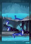  absurd_res cave cave_background cavern comic dragon entity_(sajik) feral feral_on_feral firondraak goo_creature green_eyes hi_res lying_on_ground male male/male mythological_creature mythological_scalie mythology on_ground paws sajik scalie tail unaware_prey white_body 